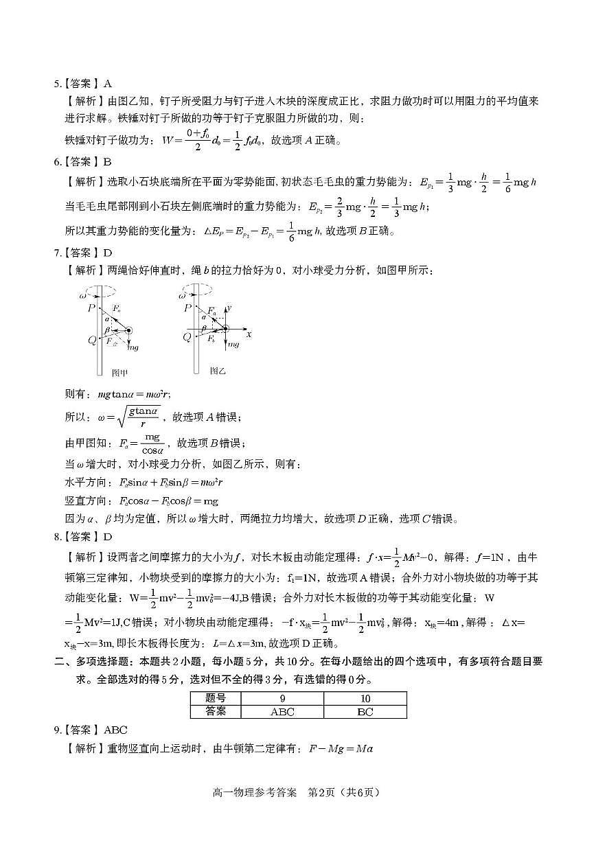 安徽皖江名校2025年高一下学期5月月考物理答案第2页