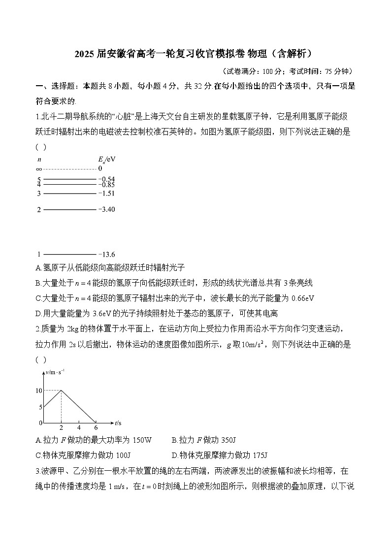 2025届安徽省高考一轮复习收官模拟卷 物理（含解析）第1页