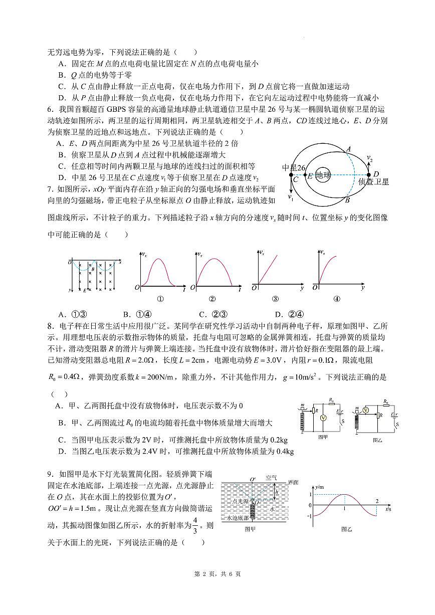2025届湖北省武昌实验中学高三临门一脚物理试卷第2页