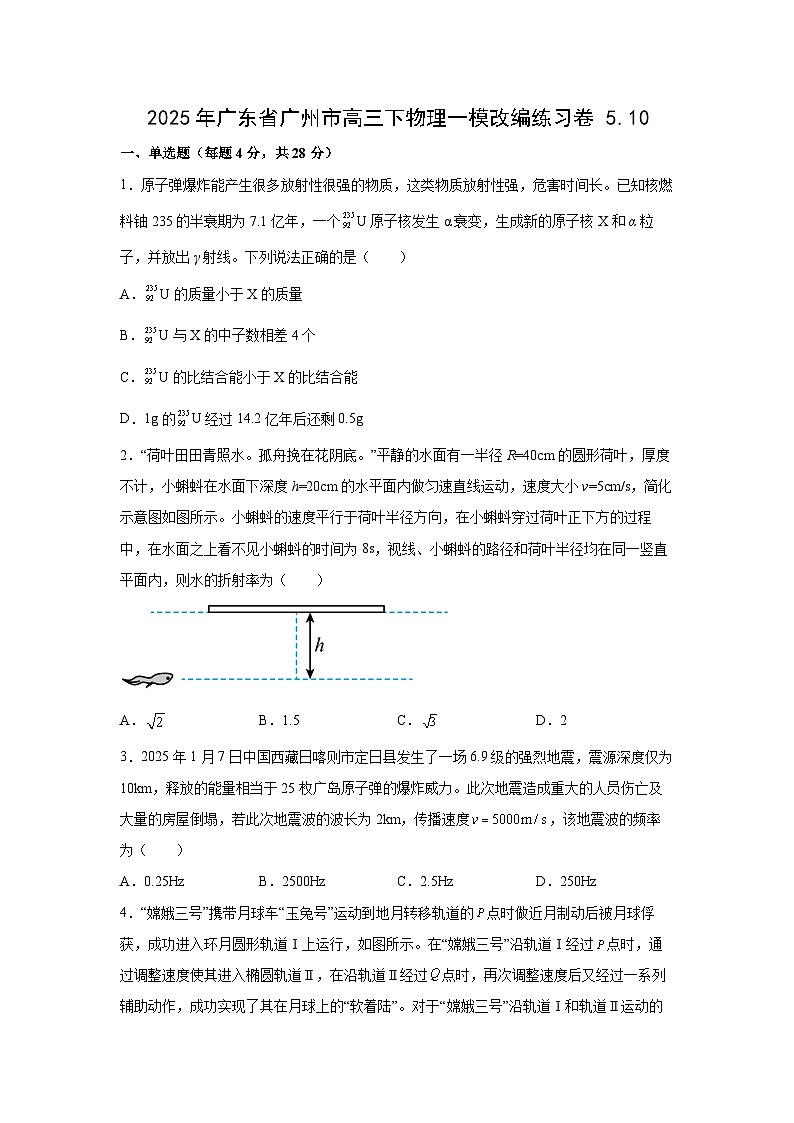 广东省广州市2025届高三下学期一模改编练习卷5.10物理试卷（解析版）第1页