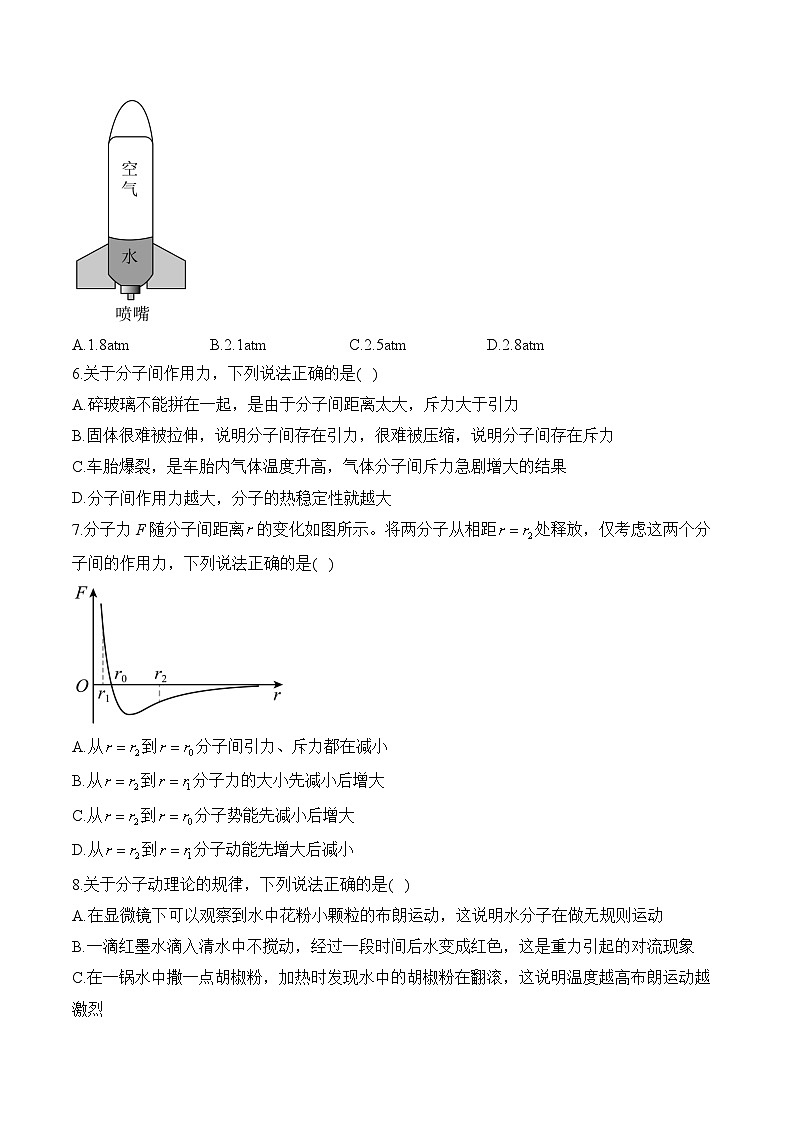 2024-2025学年人教版（2019）选择性必修第三册单元复习提升卷 第一章 分子动理论1（含解析）第2页