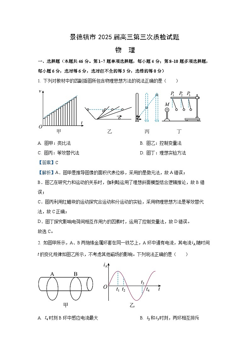 2025届江西省景德镇市高三下学期第三次质检物理试题（解析版）第1页
