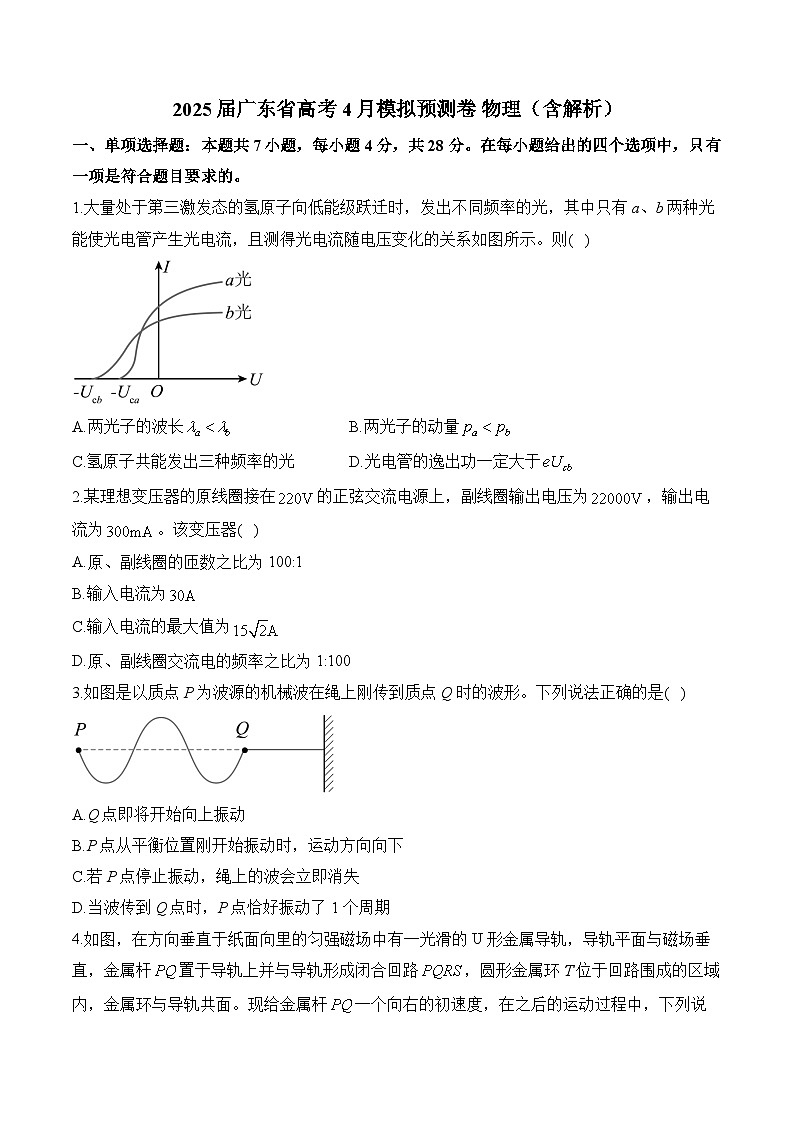 2025届广东省高考4月模拟预测卷 物理（含解析）第1页