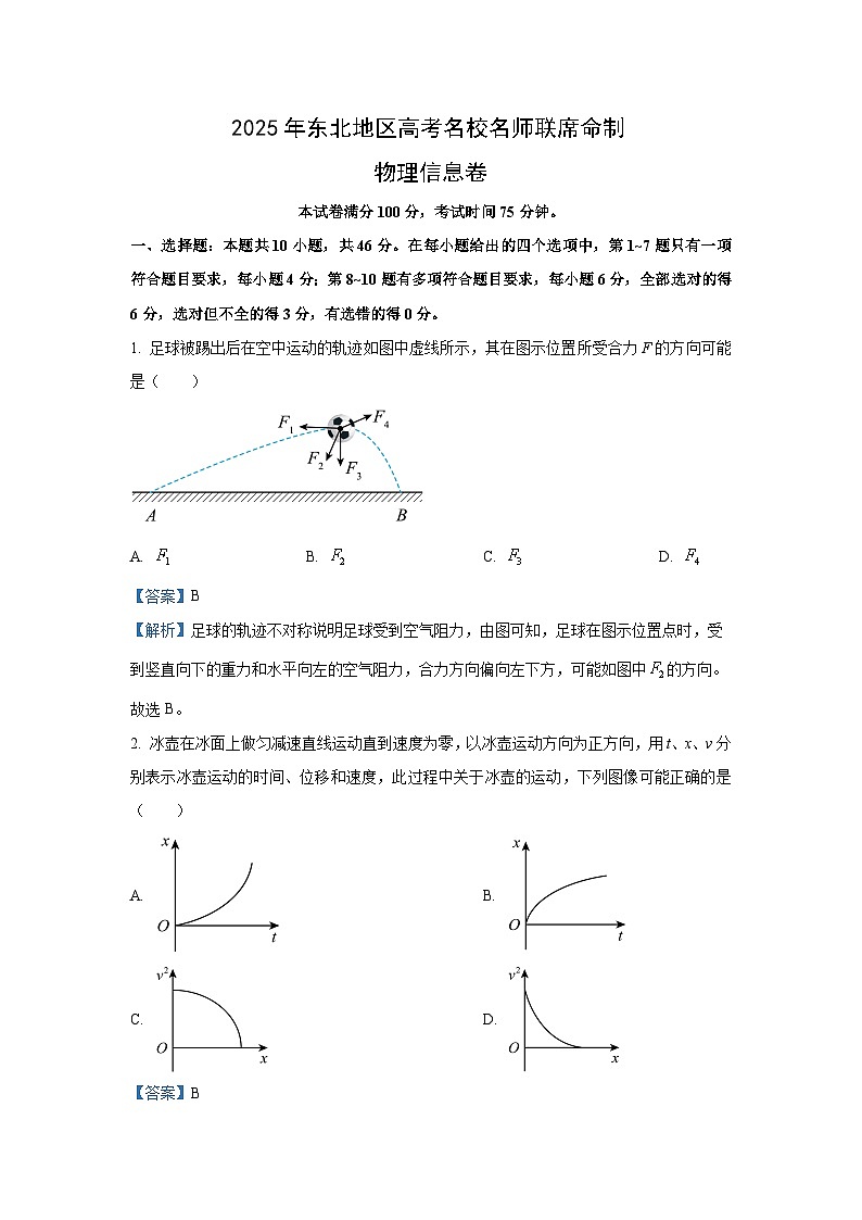 2025届吉林省白城市东北地区高考名师联席命制（5月）信息卷物理试卷（解析版）第1页