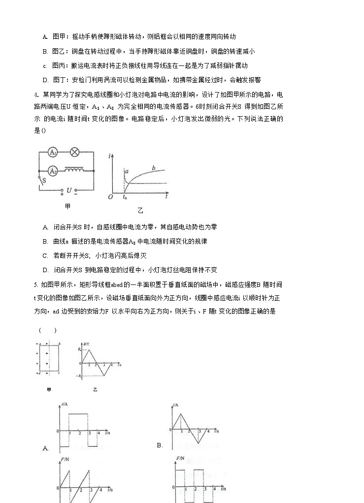 江苏省泰州中学2024-2025学年高二下学期4月期中考试物理试卷（含答案）第3页