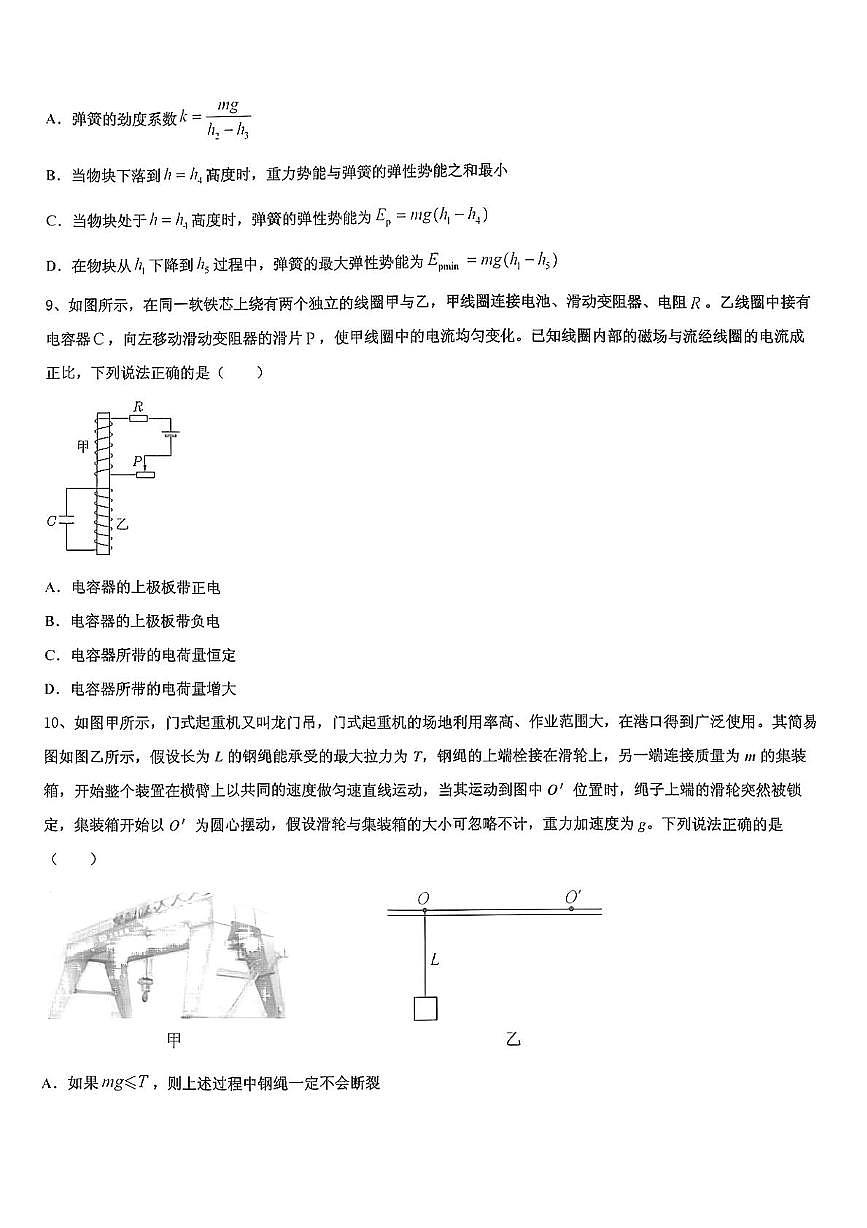 2024届湖北省黄石市大冶市第一中学高三下学期高考二模物理试卷（高考模拟）第3页