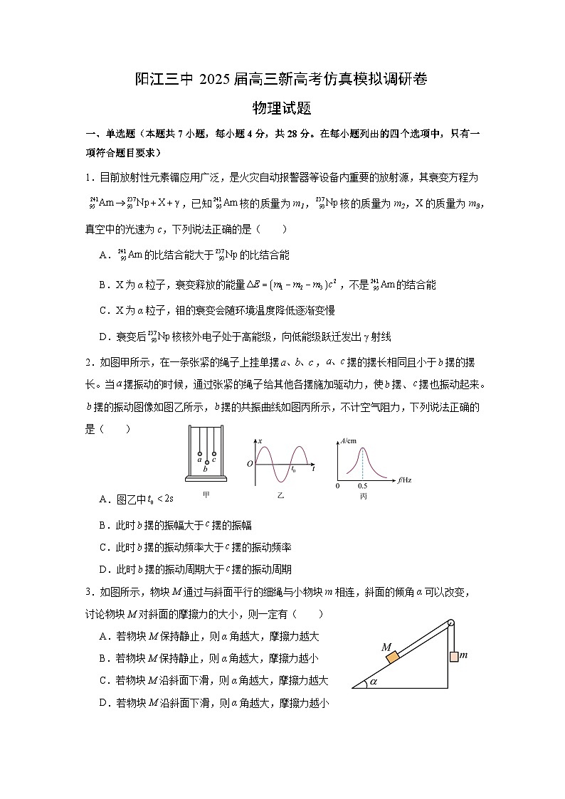 2025届广东省阳江市第三中学高三下学期三模物理试题（高考模拟）第1页