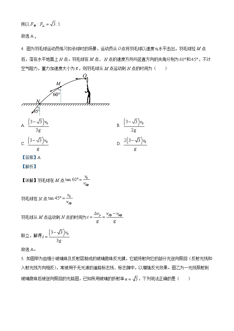 2025届江西省萍乡市高三下学期三模物理试题（解析版）第3页