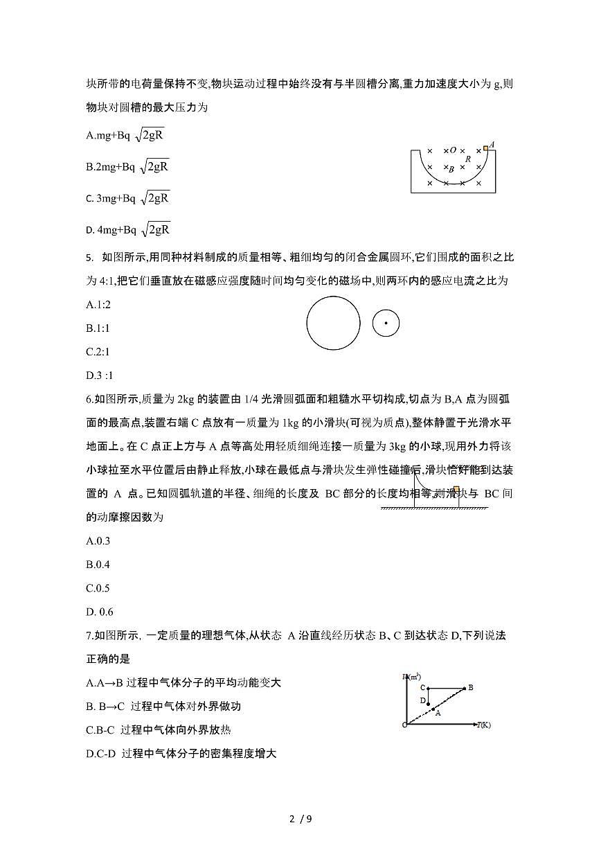 2024_2025学年广西贵港高二第二学期期末物理教学监卷[有答案]第2页