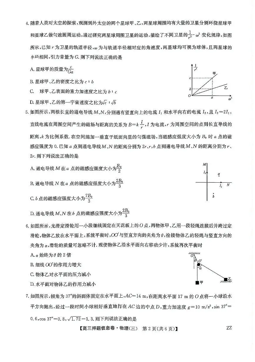 2024-2025学年高三下学期高考模拟押题信息卷（三）物理试卷（含答案）第2页