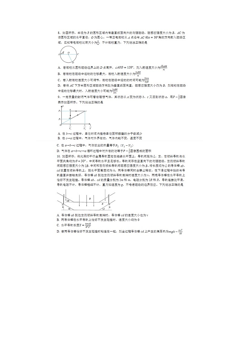 湖北省黄冈中学2025届高三第三次模拟考试物理试卷含答案第3页