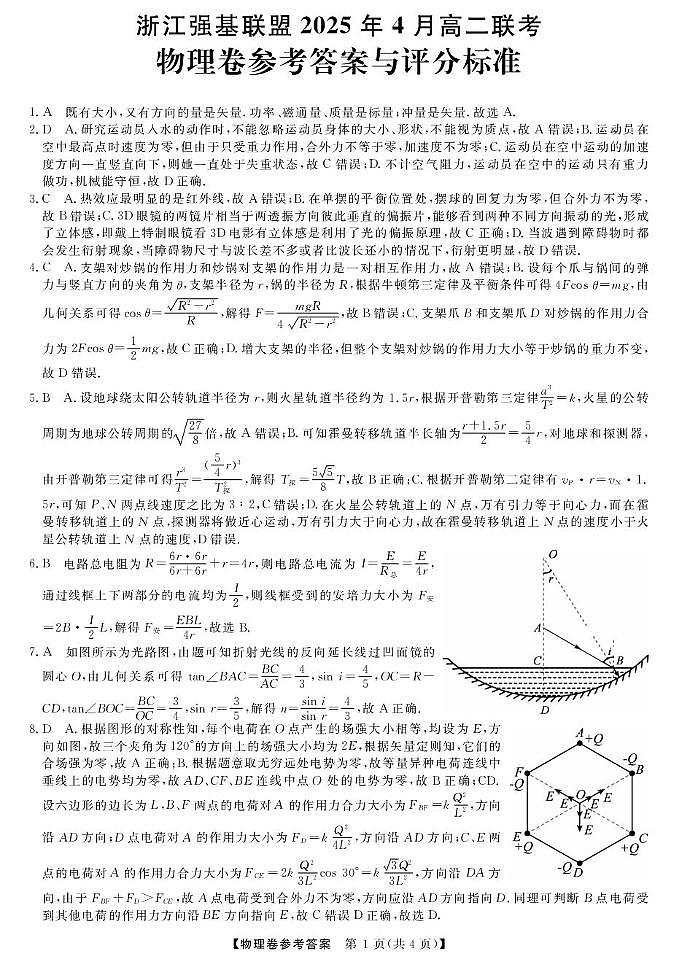 高二强基4月联考卷--物理DA(1)第1页