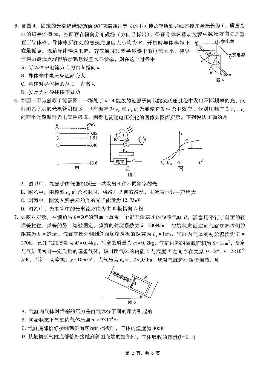 重庆市巴蜀中学2025届高考适应性月考卷（九）物理第2页