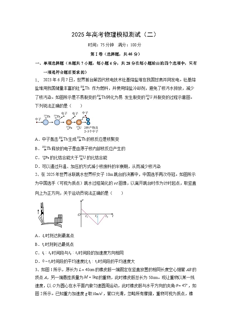 物理：2025届广东省高考模拟测试（二）第1页