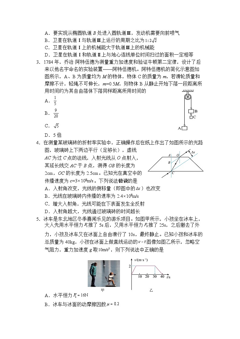 高三物理高考适应性考试试卷第2页