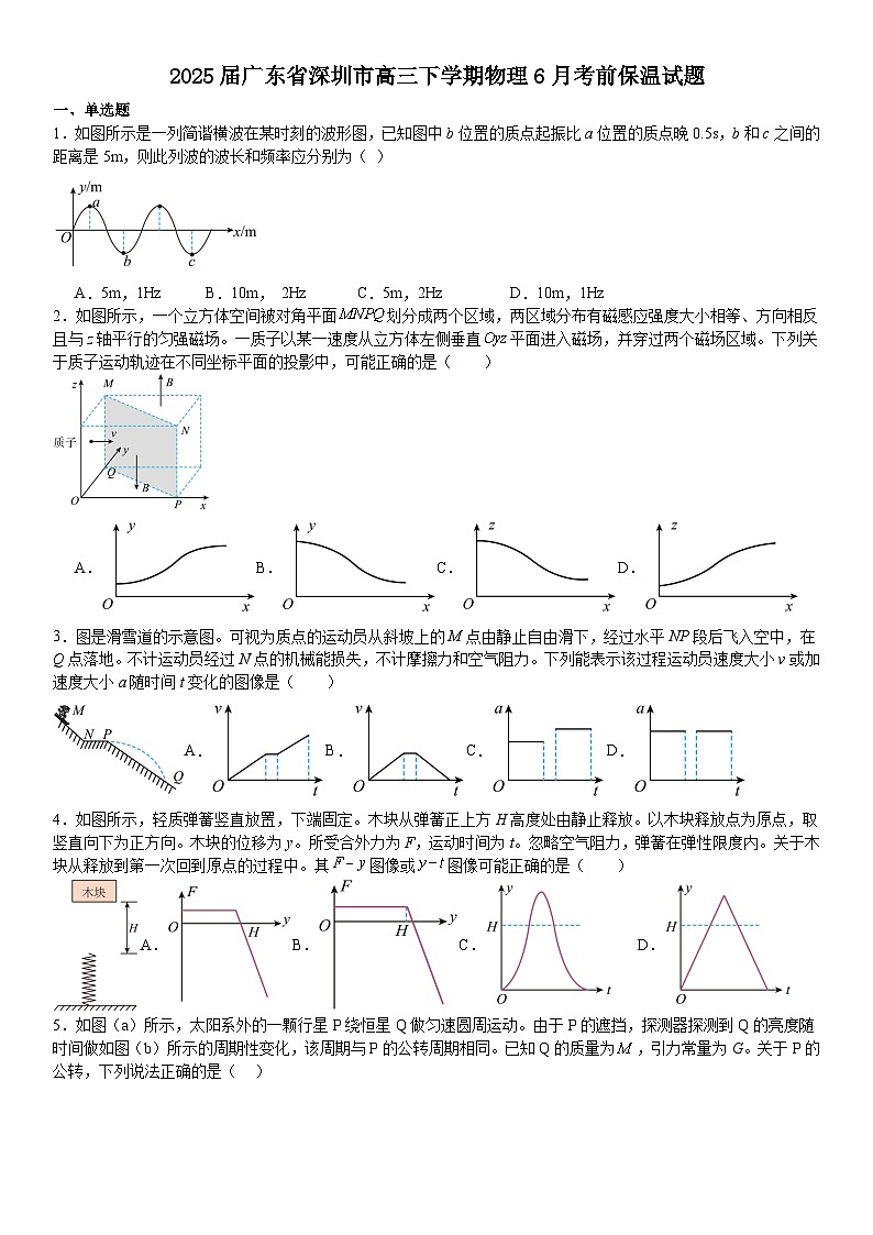 广东省深圳市2025届高三下学期6月考前保温物理试题第1页