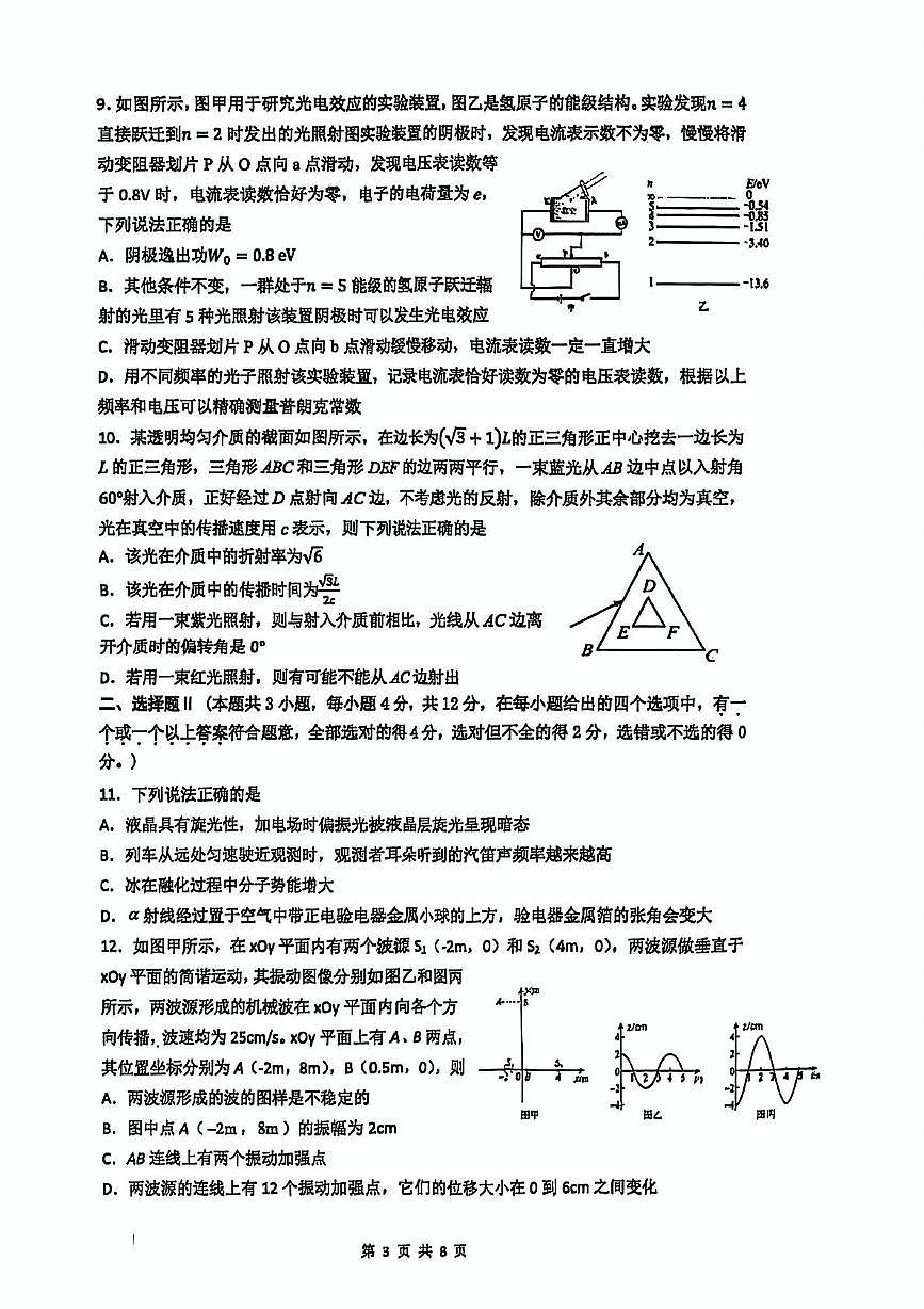 2025届宁波镇海中学高三下学期模拟考试物理试题（含答案）第3页