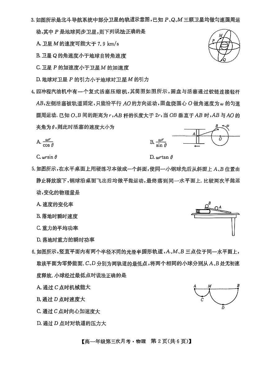 河北省沧州市四县联考2024-2025学年高一下学期6月月考物理试题第2页