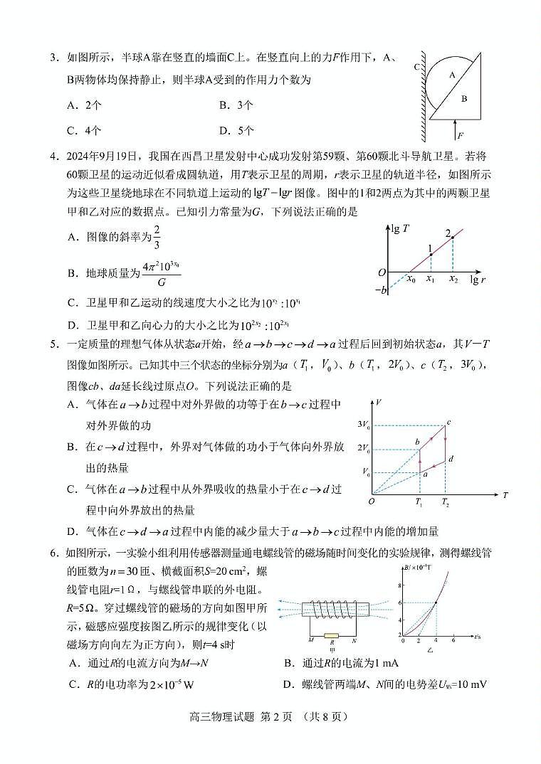 山东师范大学附属中学2025届高三下学期5月适应性检测物理试卷（PDF版附答案）第2页