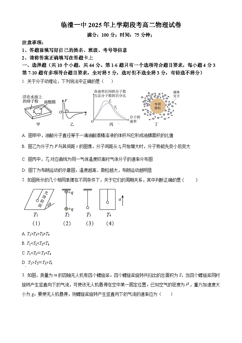 湖南省常德市临澧县第一中学2024-2025学年高二下学期4月期中物理试题第1页