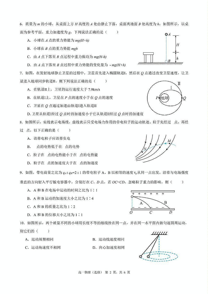 江苏省五市十一校2024-2025学年高一下学期5月阶段联考物理试题第2页