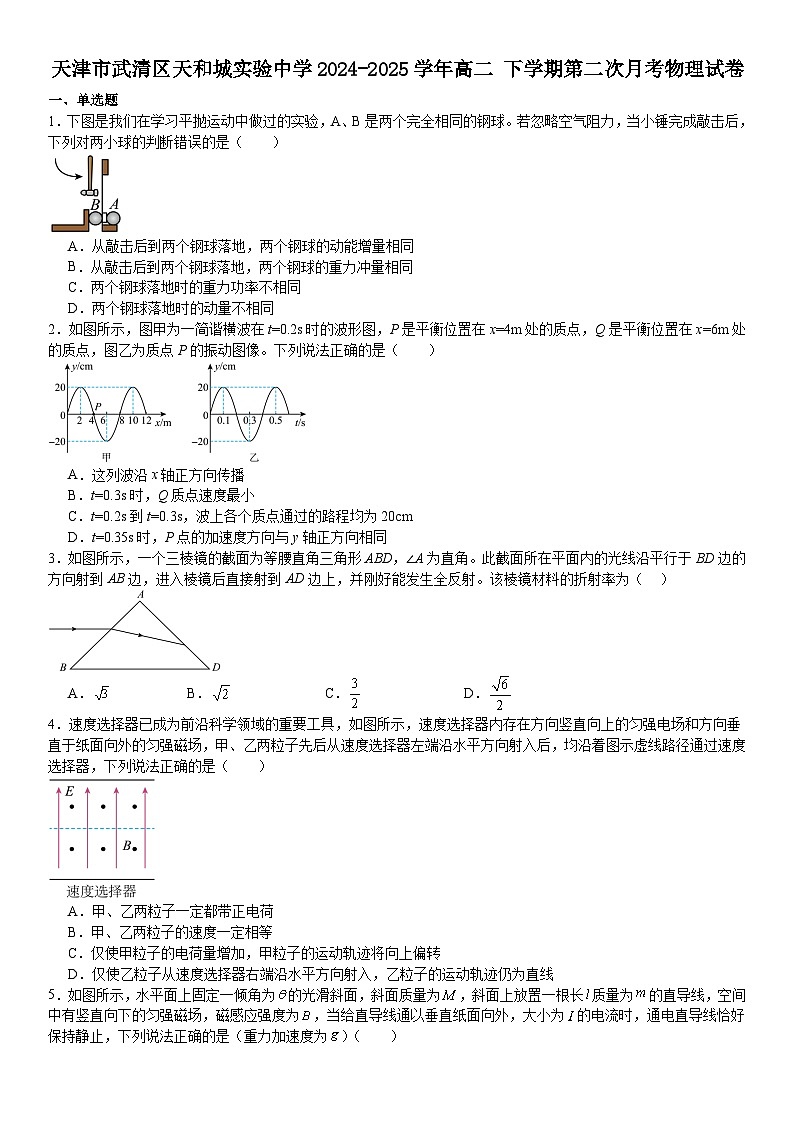 天津市武清区天和城实验中学2024-2025学年高二下学期第二次月考物理试卷第1页