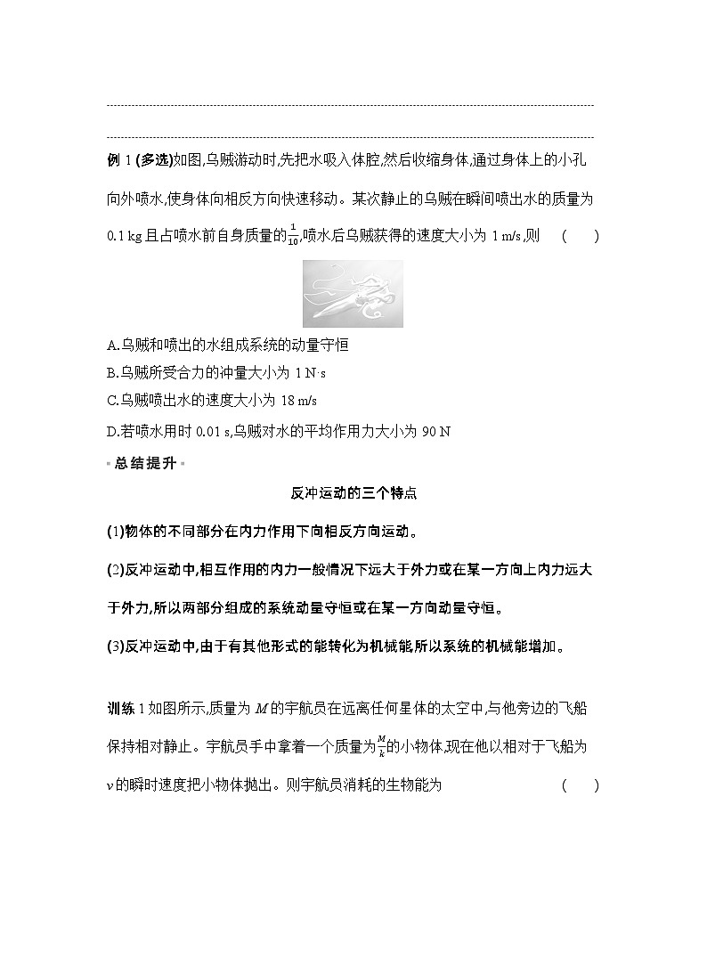 2024-2025学年物理教科版（2019）选择性必修第一册 1.6反冲 学案第2页