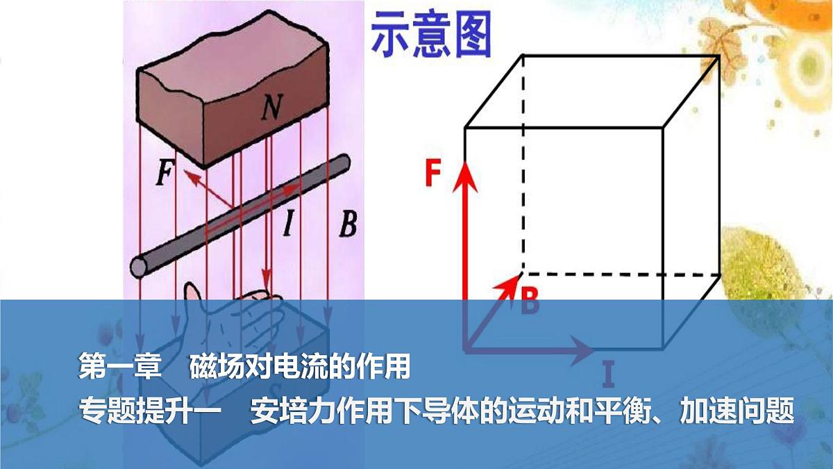 2024-2025学年物理教科版（2019）选择性必修第二册 第1章 磁场对电流的作用 专题提升一　安培力作用下导体的运动和平衡、加速问题 课件第1页