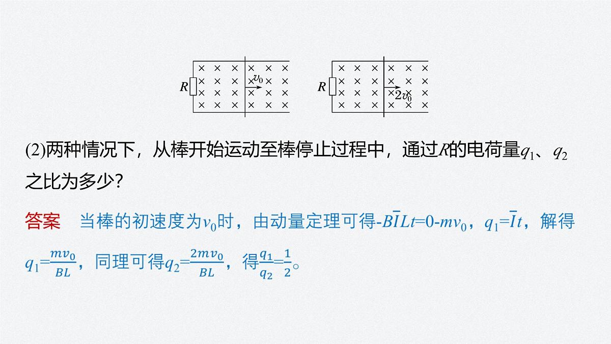 2024-2025学年物理教科版（2019）选择性必修第二册 第二章 电磁感应及其应用 专题强化11 电磁感应中的动量问题 课件第6页