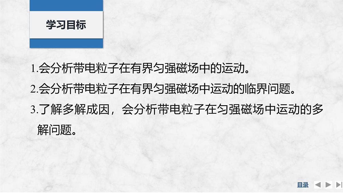 2024-2025学年物理教科版（2019）选择性必修第二册 第1章 磁场对电流的作用 专题提升三 带电粒子在有界匀强磁场中的运动 课件第2页