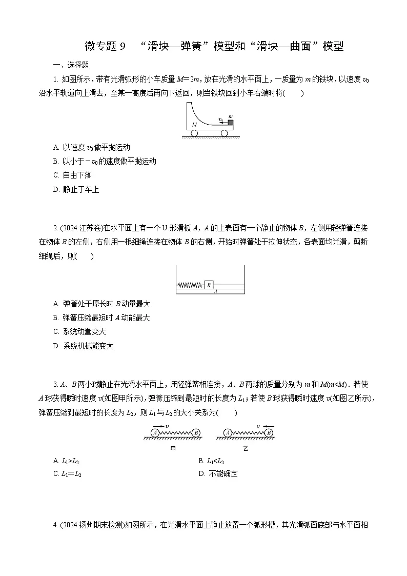 微专题9　“滑块—弹簧”模型和“滑块—曲面”模型第1页