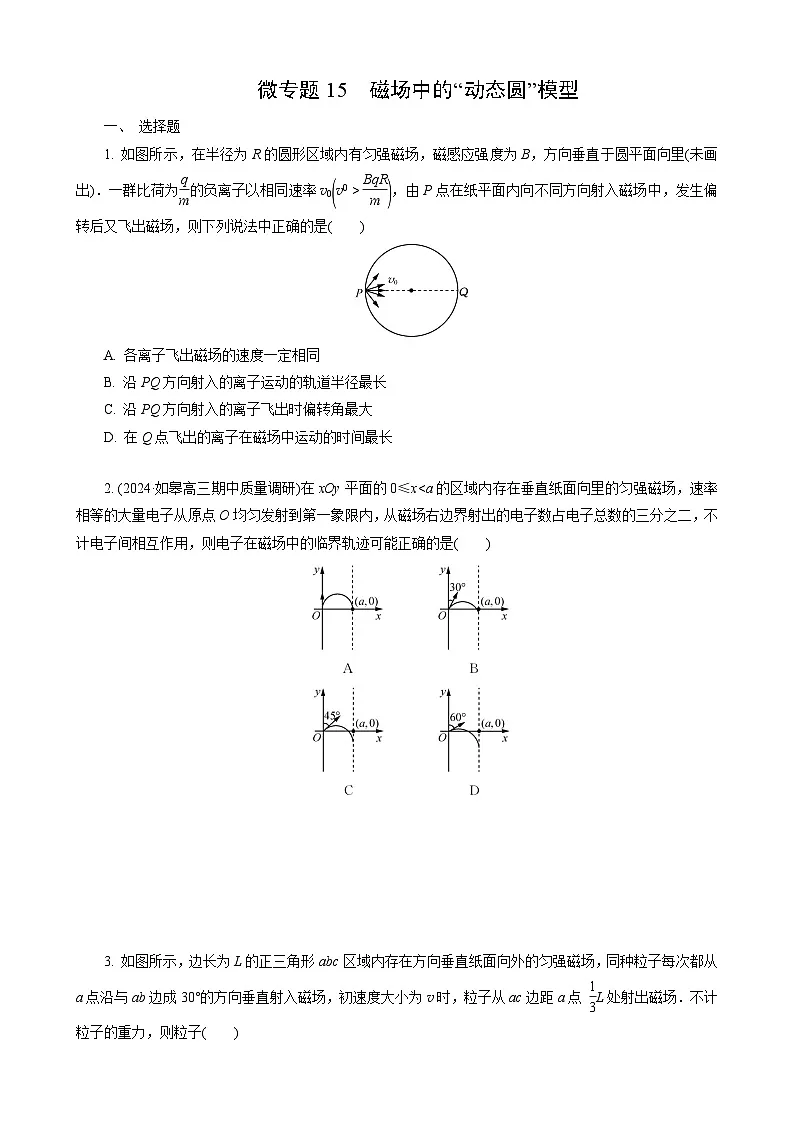 微专题15　磁场中的“动态圆”模型第1页