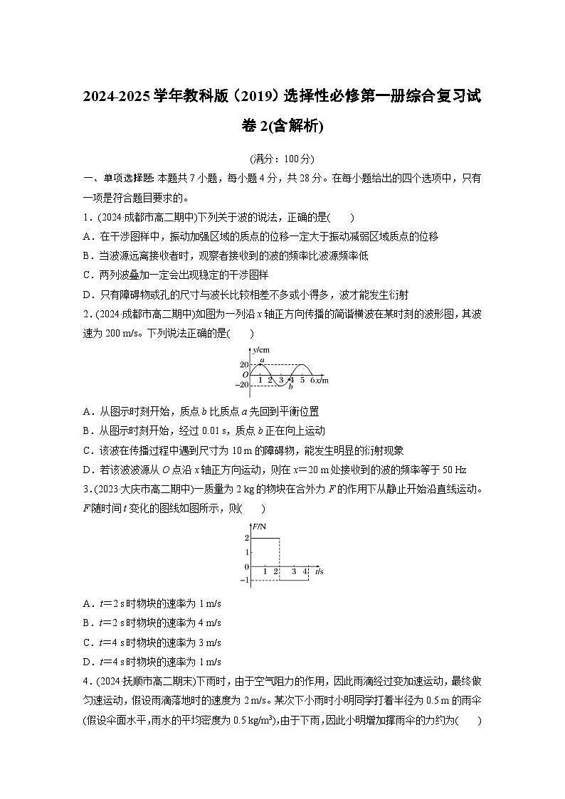 2024-2025学年物理教科版（2019）选择性必修第一册综合复习试卷(含解析)第1页