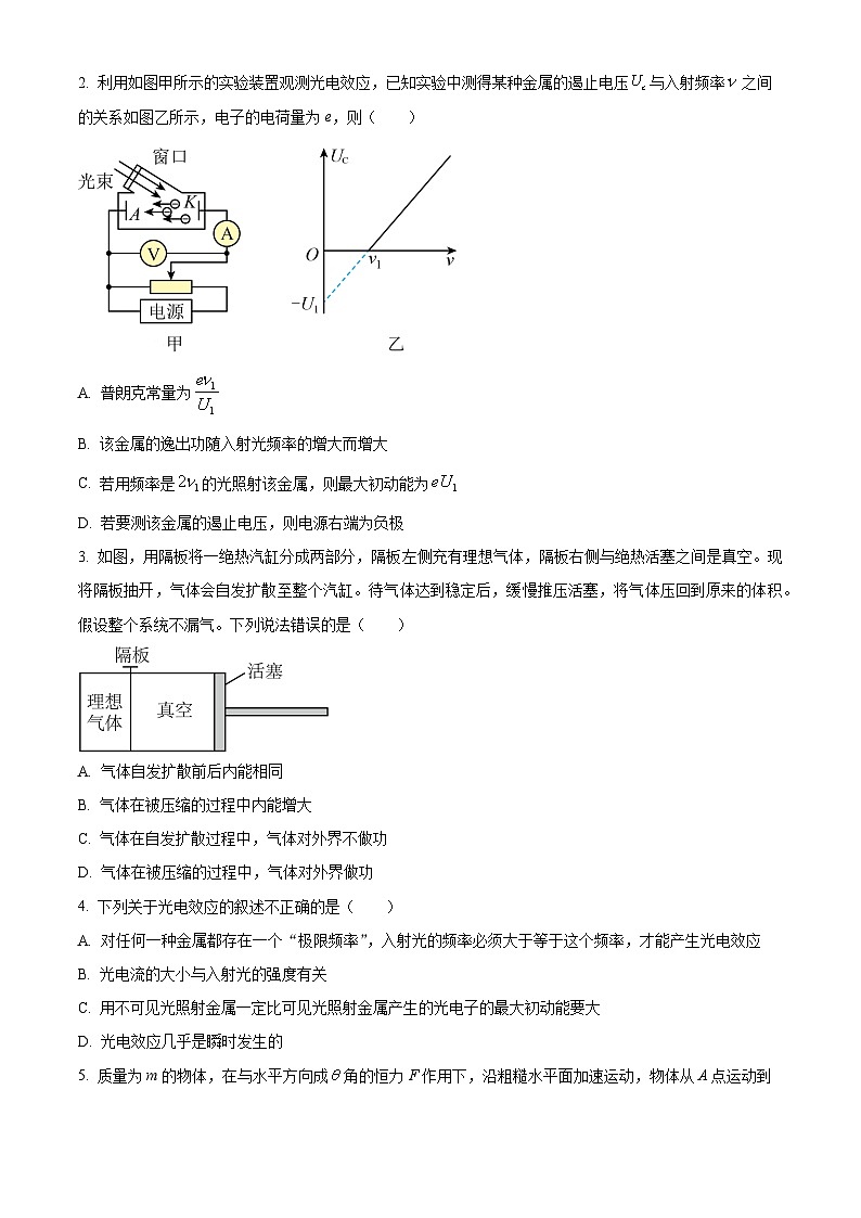 精品解析：湖南省怀化市沅陵县第一中学2023-2024学年高二下学期7月期末考试物理试题（原卷版）第2页