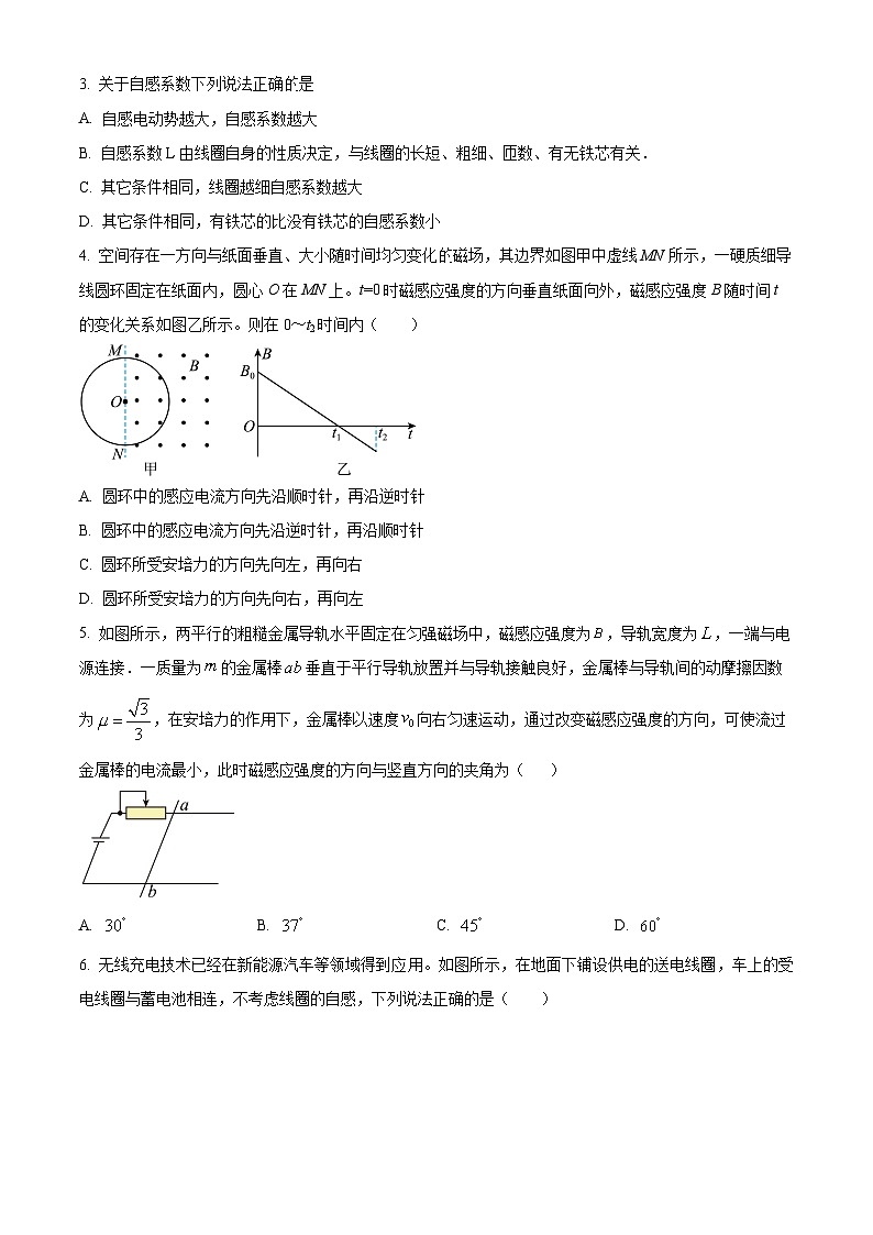 精品解析：湖南省株洲市第十三中学2023-2024学年高二下学期期末考试物理试题（原卷版）第2页