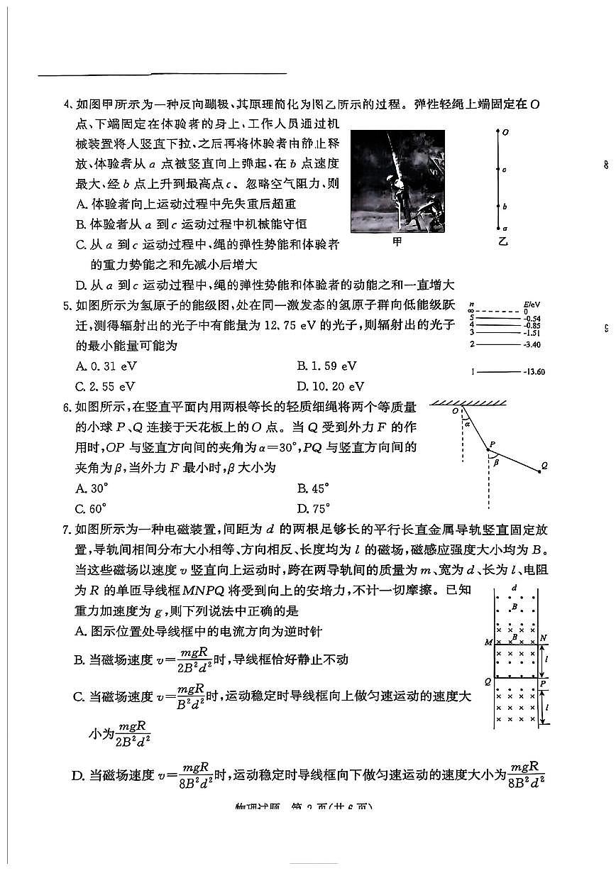 物理-河南省青桐鸣大联考2025年6月高二下学期月考试题及答案第2页