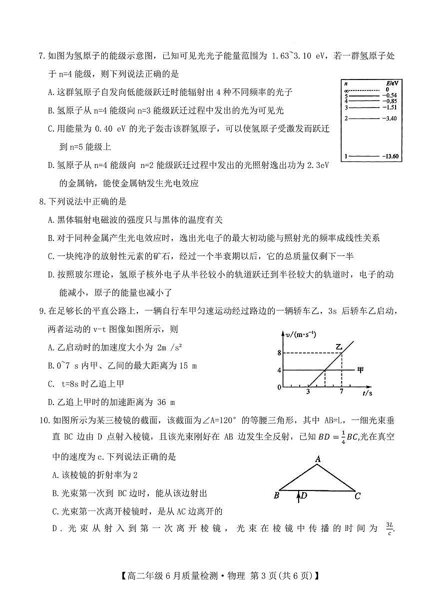 河北省保定市六校联考2024-2025学年高二下学期6月期末物理试题第3页