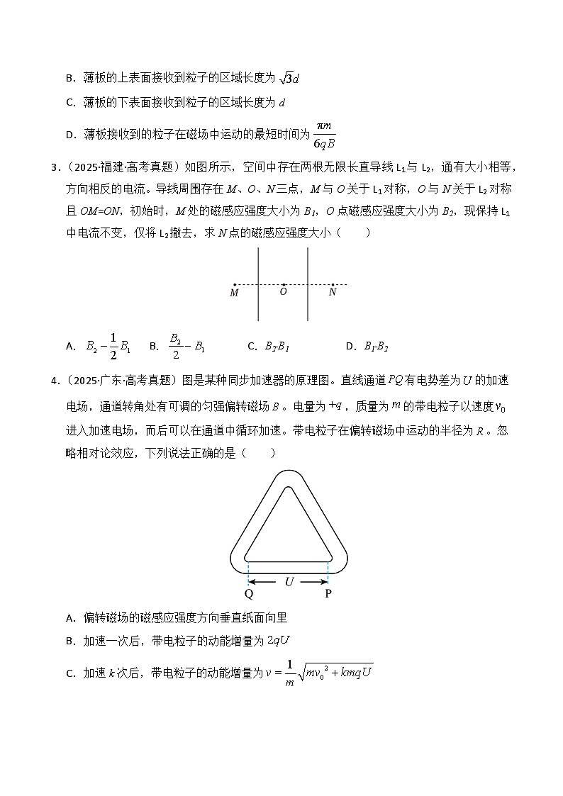 2025年高考物理真题分类汇编：专题10 磁场（全国通用）（原卷版）第2页