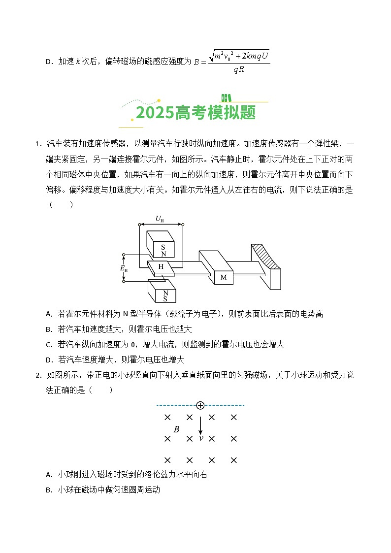 2025年高考物理真题分类汇编：专题10 磁场（全国通用）（原卷版）第3页