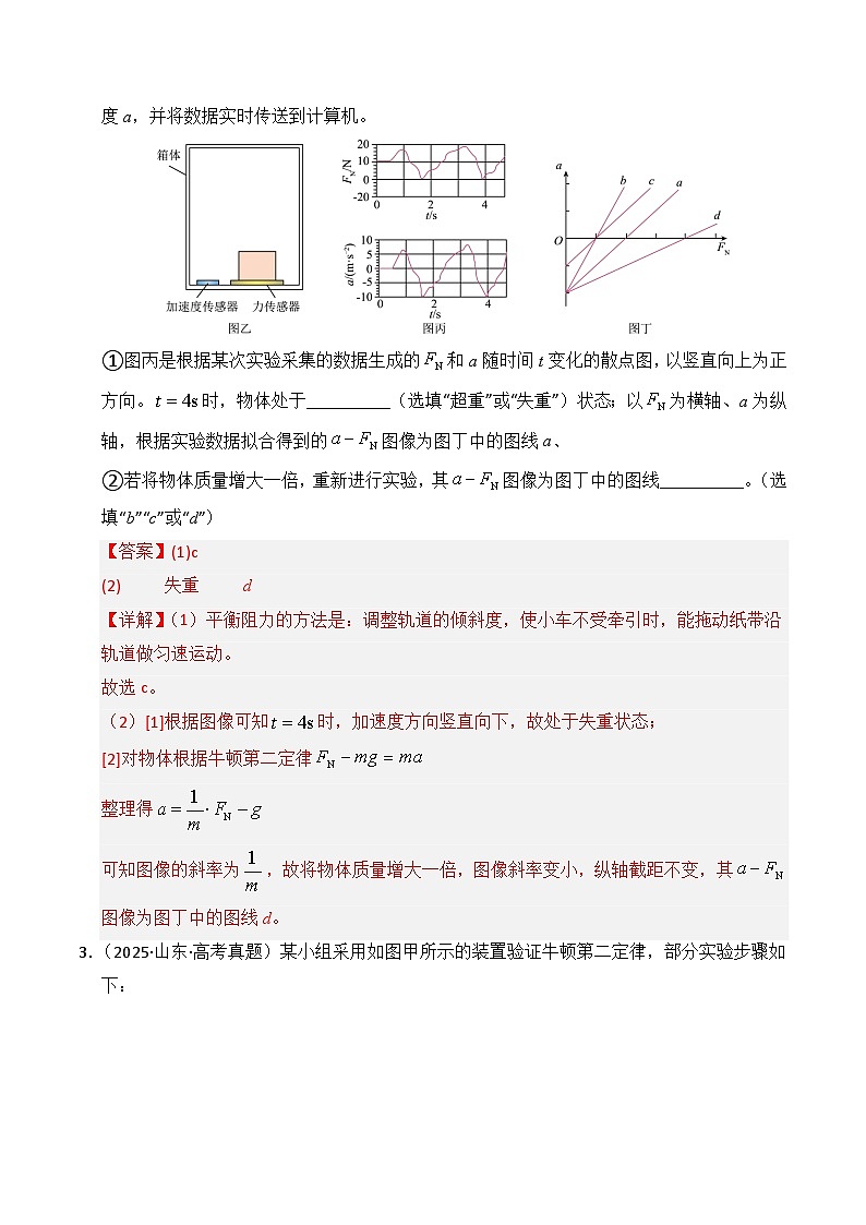 2025年高考物理真题分类汇编：专题17 力学实验（全国通用）（解析版）第3页