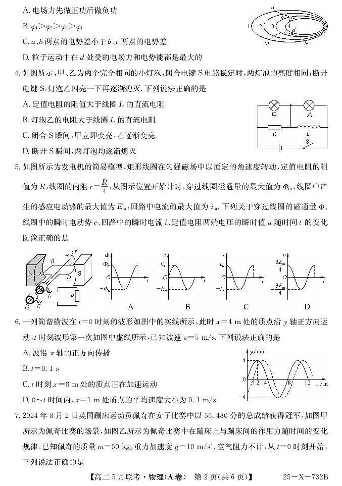 安徽省县中联盟2024-2025学年高二下学期5月联考物理试卷【含答案】第2页