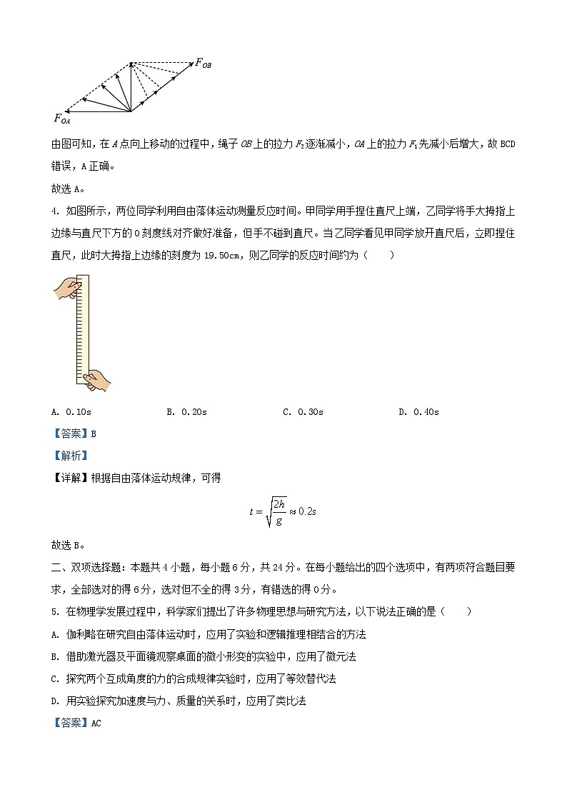 福建省宁德市2023_2024学年高一物理上学期期末质量检测试题含解析第3页