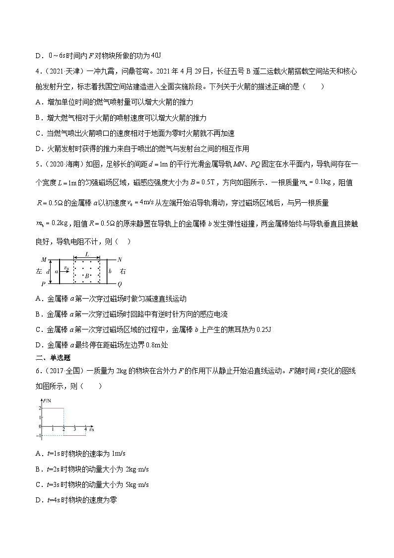 专题27 动量定理（学生卷）-十年（2014-2023）高考物理真题分项汇编（全国通用）第2页