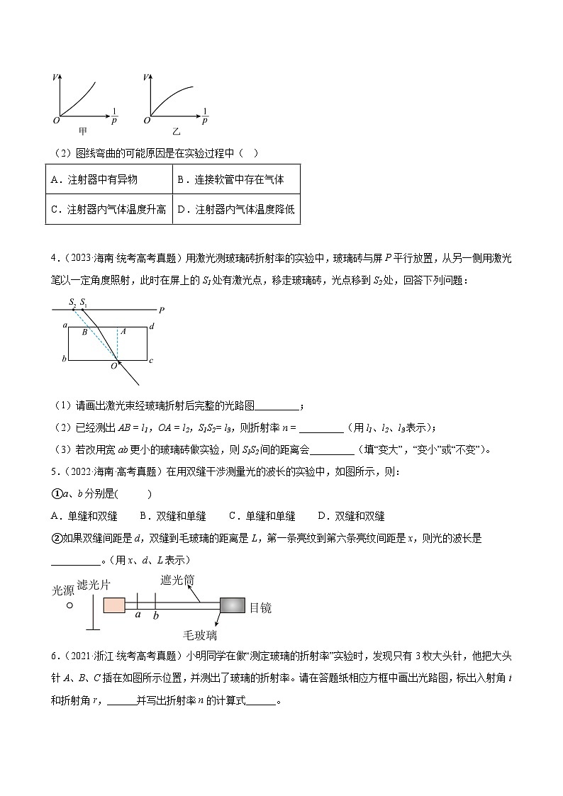 专题81 实验十二：热学和光学实验（原卷卷）-十年（2014-2023）高考物理真题分项汇编（全国通用）第2页