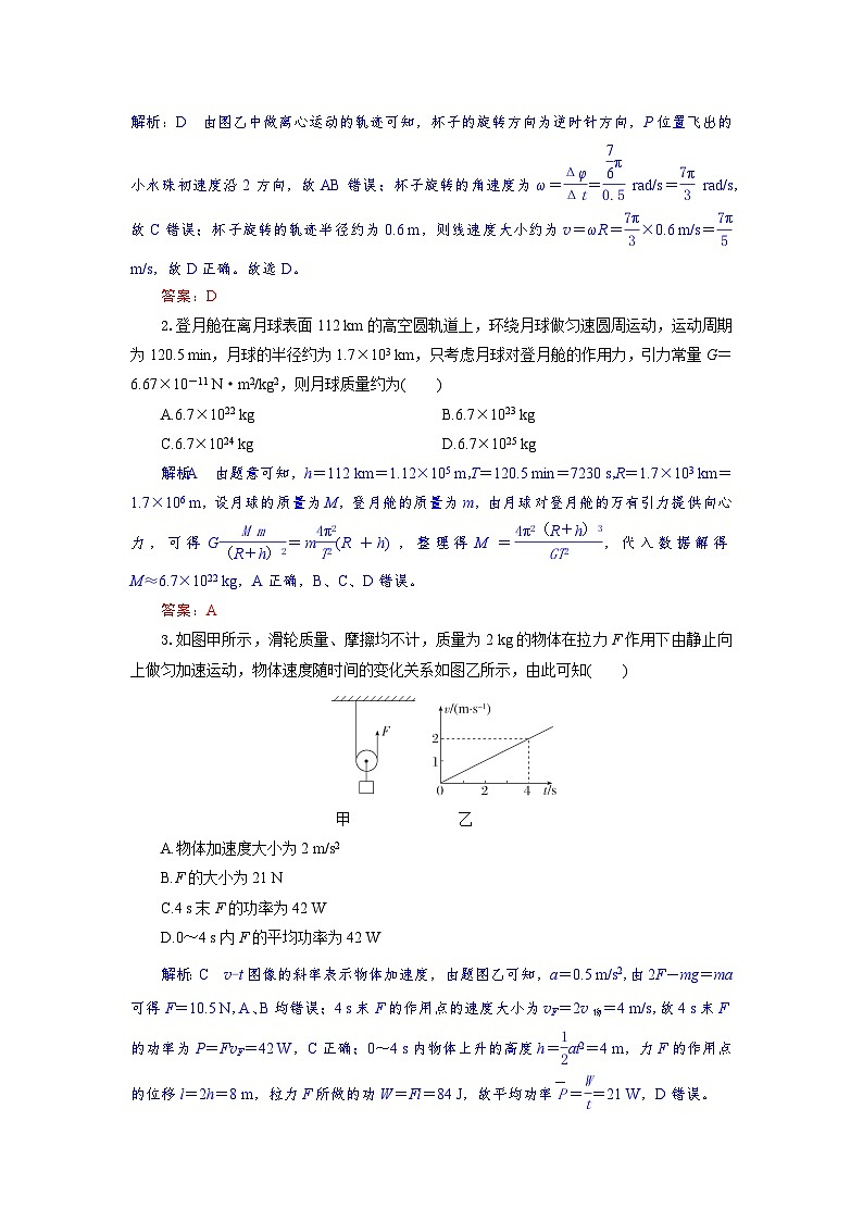 高一物理试题解析板第2页