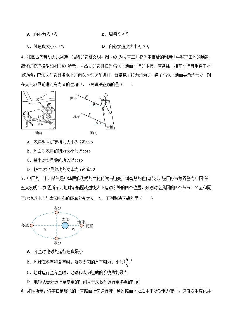 湖北省黄冈市十五校2024-2025学年高一下学期4月期中联考物理试题（Word版附答案）第2页