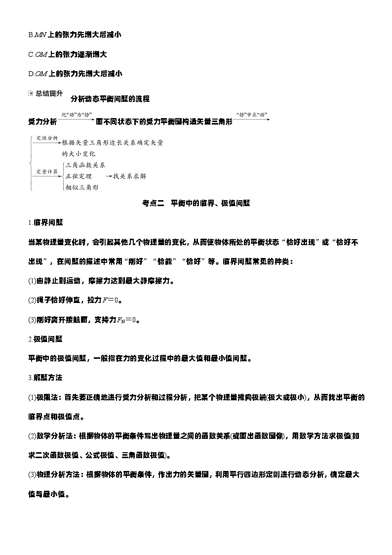 2026高考物理大一轮复习-第二章 第九课时 专题强化：动态平衡和临界、极值问题-专项训练【含答案】第3页