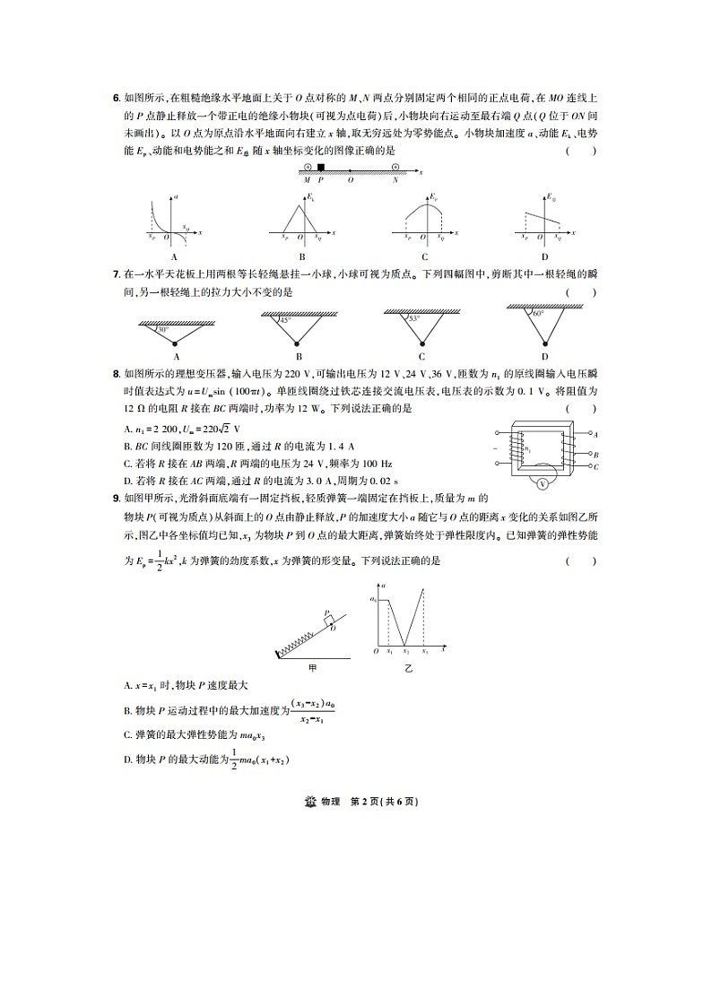 2025届东北三省精准教学高三下5月联考强化卷（图片版）物理试卷第2页
