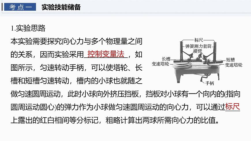 2026高考物理大一轮复习-第四章-第二十二课时实验六：探究向心力大小与半径、角速度、质量的关系【课件】第4页