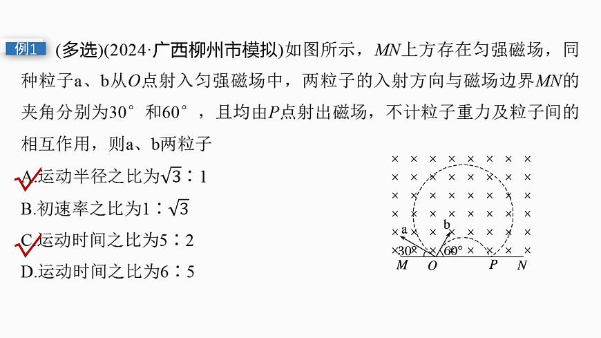 2026高考物理大一轮复习-第一十一章-第59课时专题强化：带电粒子在有界匀强磁场中的运动【课件】第7页